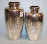 Two Korean Silverplate Vases