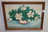 Oil Painting of Magnolias, signed by Mississippi Artist Hermine Rautt Tatum