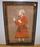 Great Mughal Emperor Painting on Silk