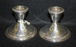 Crown Sterling Weighted Pair of Candlesticks
