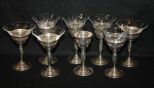 Set of Eight Sterling Glass Holders