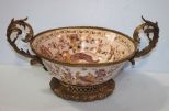 Sarreid, Ltd. Hand Painted Porcelain Bowl in Bronze Frame