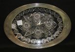 Cut Glass Serving Tray with Sterling Rim