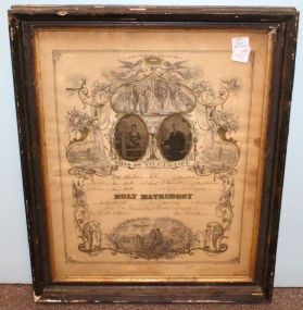 1882 Framed Marriage License