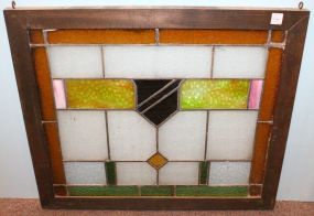 English Antique Stain Glass Window with Shield Design