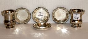 Four Sterling Nut Dishes and Two Sterling Toothpick Holders