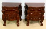 Pair Mahogany Three Drawer Night Stands