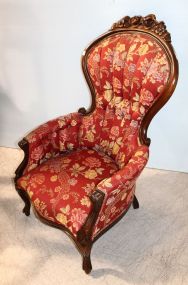 Victorian Style Rose Carved Gents Parlor Chair