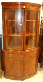 Bowfront Duncan Phyfe Style Corner Cabinet