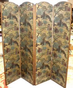 Antique Four Panel Oriental Screen
