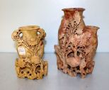 Two Finely Carved Soapstone Vases