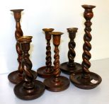 Three Pair Barley Twist Candlesticks