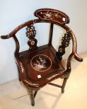 Rosewood and Mother of Pearl Corner Chair