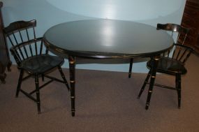 Twentieth Century Black Lacquer Breakfast Table