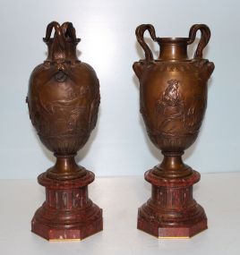 Pair of 19th Century French Bronze Urns