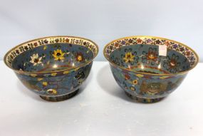 Pair Chinese Cloisonne Wedding Bowls