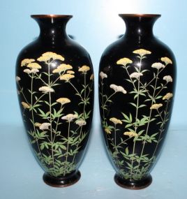 Pair of 19th Century Floral Cloisonne Vases