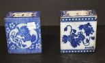 Pair Porcelain Foo Dog Opium Bricks