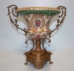 Large Bronze Ormalu and Porcelain Centerpiece