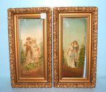Pair Victorian Oil on Canvas Paintings of Couples