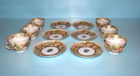Set of Six Capodimonte Coffee Cups and Saucers
