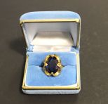 10K Gold Ladies Ring with Blue Stone