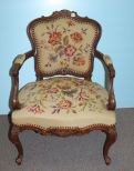 Carved Walnut French Arm Chair