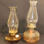 Two Antique Glass Oil Lamps