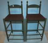 Two Painted Green Bar Stools