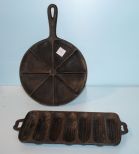 7 S Iron Muffin Pan, Vintage Iron Cornbread Pie Shaped Skillet