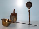 Wood Handle, Brass Bowl Dipper, Iron Handle Brass Bowl Dipper, and Antique Scoop