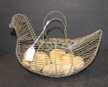 Wire Hen with Wood Eggs