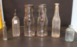 Vintage Bottle, Sauce Bottle, Two Baking Powder Bottles, One Quart Bottle, Vintage Bottle with Sprinkle Zinc Top