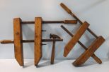 Two Large Antique Clamps and Hammer