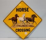 Metal Silkscreen Sign of Horse Crossing