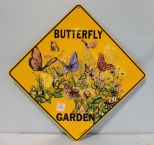Metal Non Rust Silkscreen Sign of Butterfly Crossing