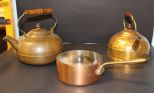 Two Copper Kettles and Pot