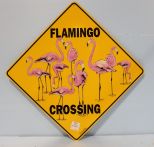 Metal Non Rust Flamingo Crossing Sign