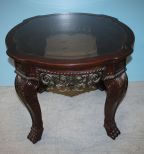 Glass Top Carved Side Table