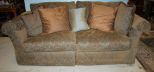 Large Two Custom Sofa Covered in Velvet/ Cotton Fabric