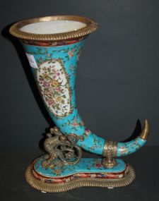 Porcelain and Bronze Cornucopia Vase