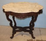 Mahogany Victorian Marble Turtle Top Parlor Table