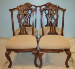 Set of Four Carved Shell Back Queen Anne Style Dining Chairs