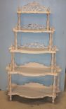 Hand Brushed Distressed Painted Antique White Five Shelf Victorian Eterge
