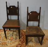 Carved Desk Chair and Matching Small Rocker Both with Cane Seats