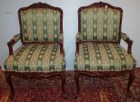 Pair of Rosewood Carved Arm Chairs