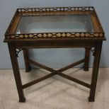 Mahogany Glass Top Chinese Chippendale Table