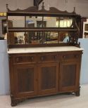 Early Flame Mahogany Empire Marble Top Sideboard