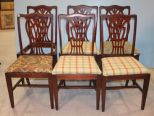 Set of Six Mahogany Open Carved Back Dining Chairs