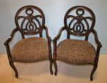 Pair of Open Carved Back Arm Chairs